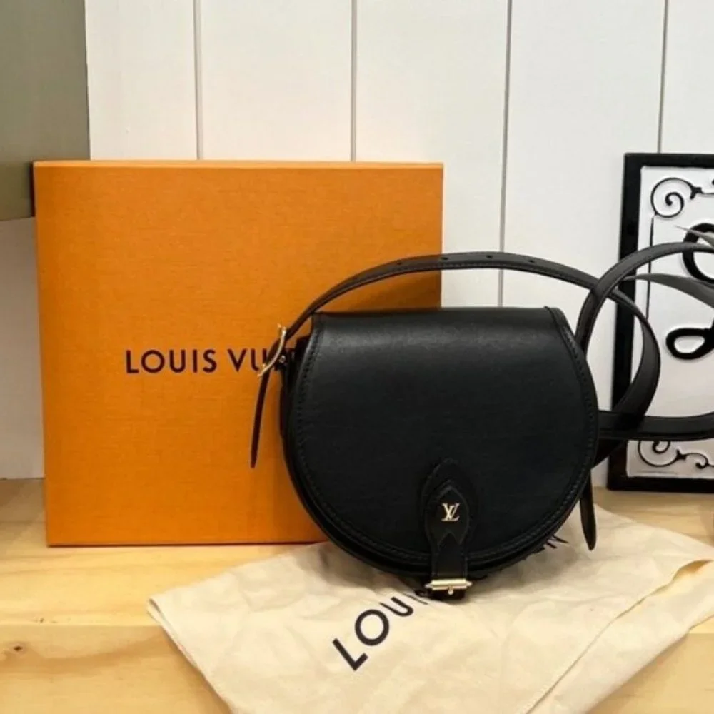 Louis Vuitton Authentic Tambourin Black Crossbody Bag Smooth Calf Leather - Picture 1 of 12